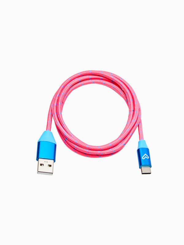 Sporty neon cable from USB-C to USB-A