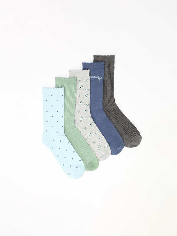 Pack of 5 pairs of combined long socks