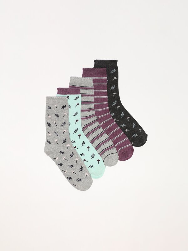 Pack of 5 pairs of contrast socks