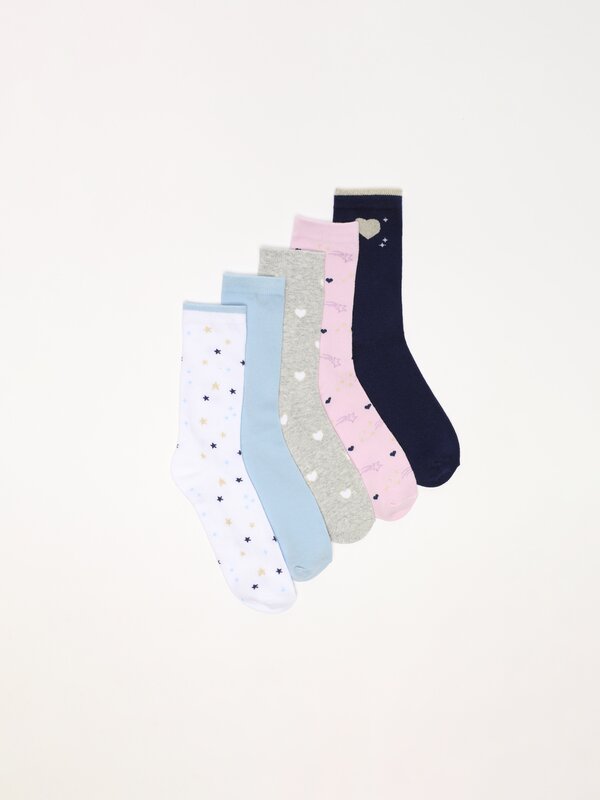 Pack of 5 pairs of contrast socks