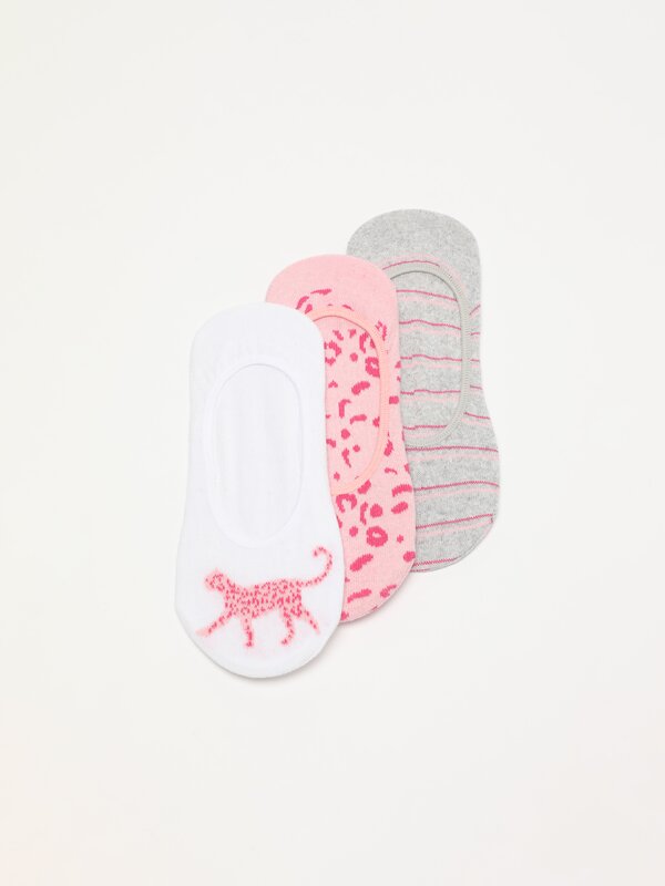 Pack of 3 contrast no-show socks