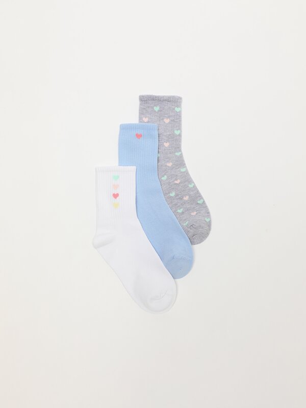 Pack of 3 pairs of contrast socks