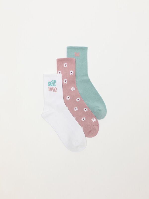Pack of 3 pairs of contrast socks