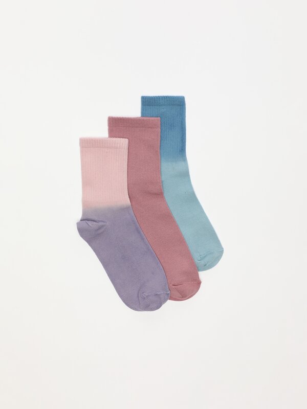 Pack de 3 pares de meias estampadas dip dye.