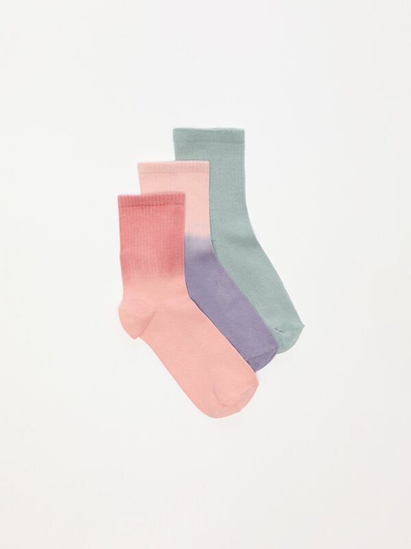 Pack de 3 pares de meias estampadas dip dye.