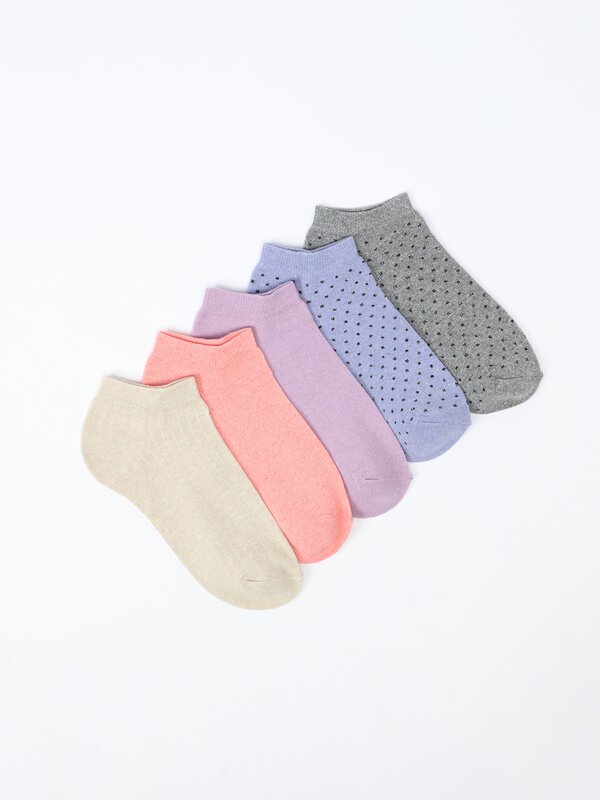 Pack de 5 pares de calcetines tobilleros combinados