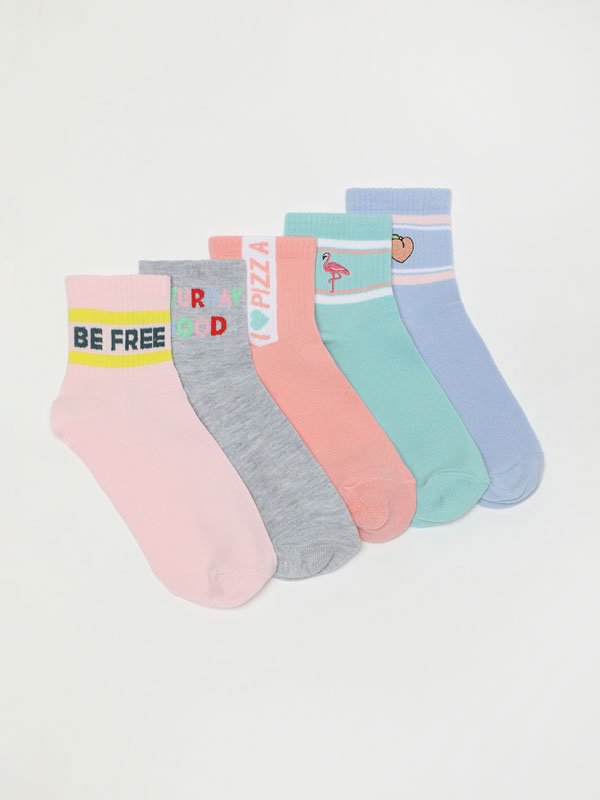 Pack of 5 pairs of assorted long socks.