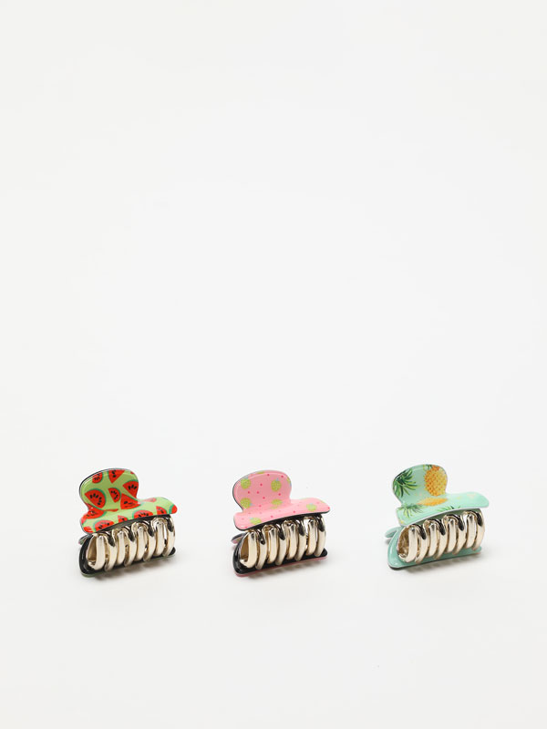 Pack of 3 contrast hair clips