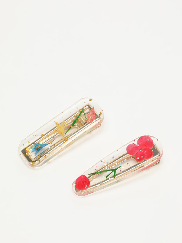 Set of 2 floral hair clips