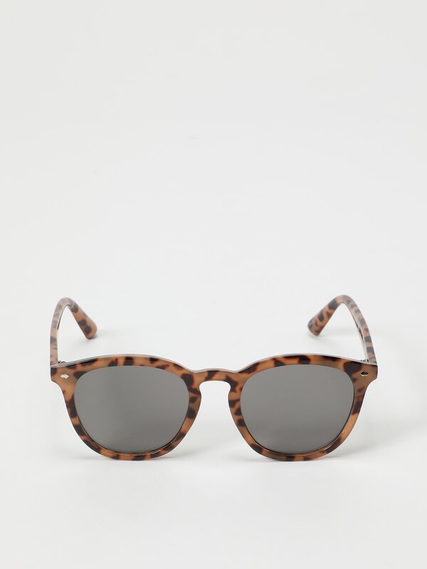 Round tortoiseshell-effect print sunglasses