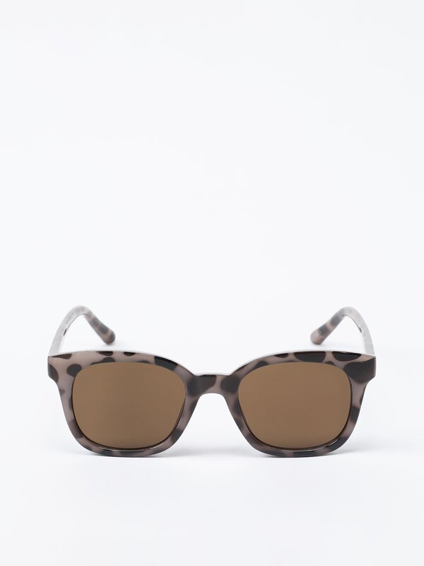 Round tortoiseshell-effect print sunglasses