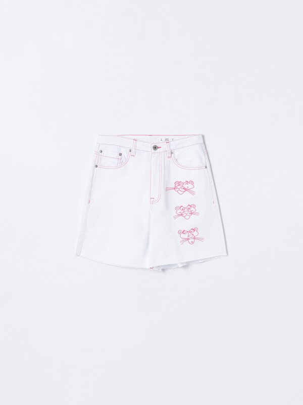 The Pink Panther™ MGM embroidered denim Bermuda shorts