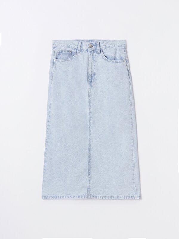 Denim midi skirt