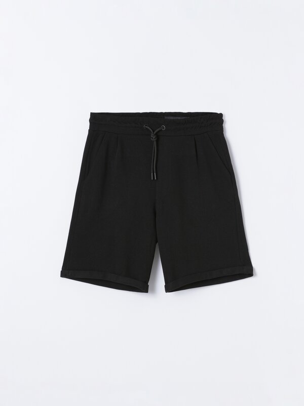 Textured piqué Bermuda shorts