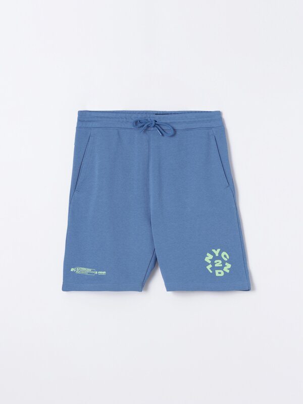 Plush printed Bermuda shorts
