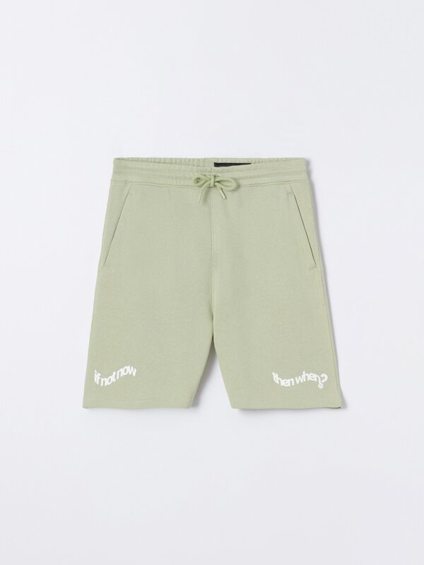 Plush printed Bermuda shorts