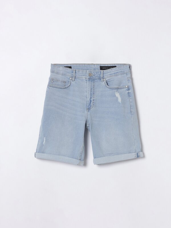 Slim fit denim Bermuda shorts