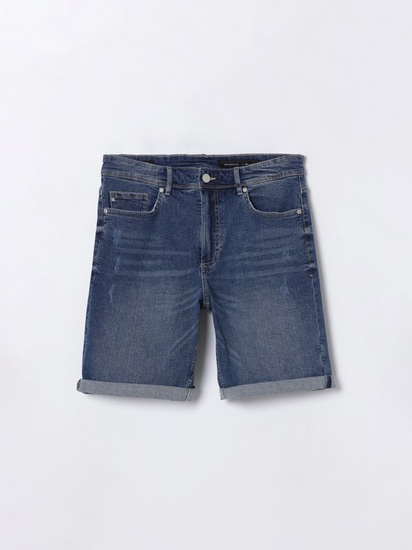 Slim fit denim Bermuda shorts
