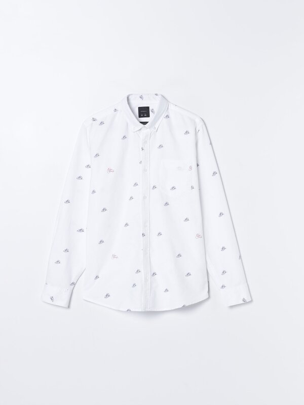 Oxford shirt with illustrations