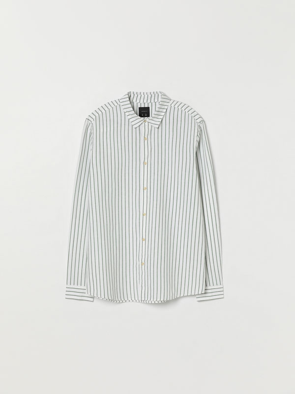 Striped linen-cotton shirt