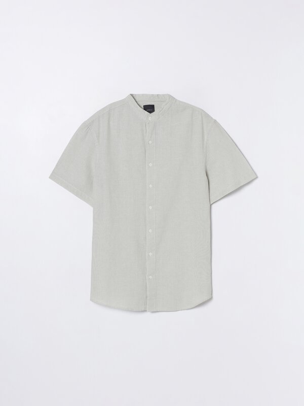 Camisa algodón - liño de manga curta