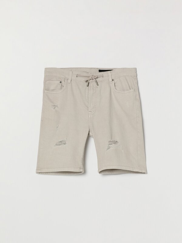 Skinny Color denim Bermuda shorts