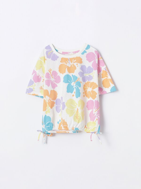 Printed T-shirt with knot details