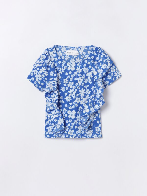Printed blouse with ruffles