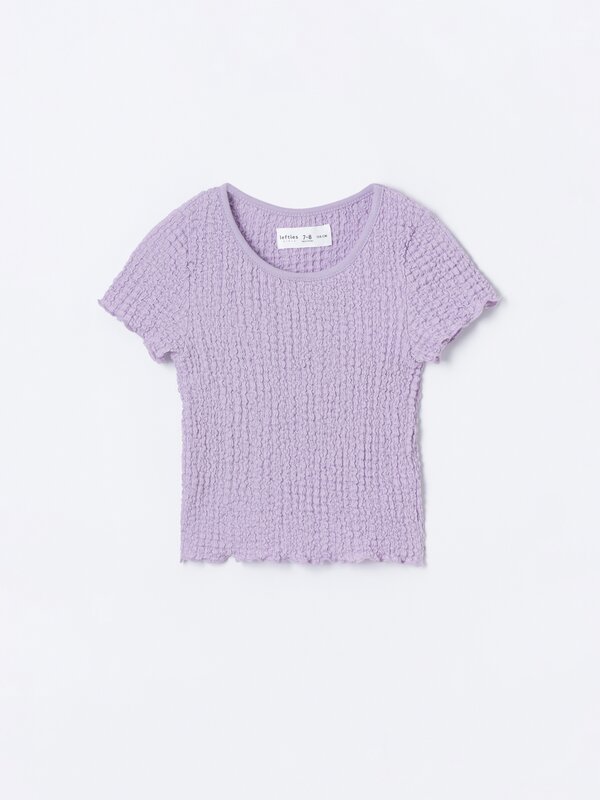 Smocked short sleeve T-shirt
