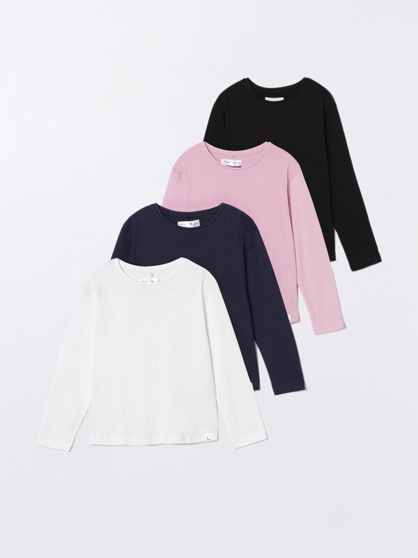 Pack of 4 basic long sleeve T-shirts