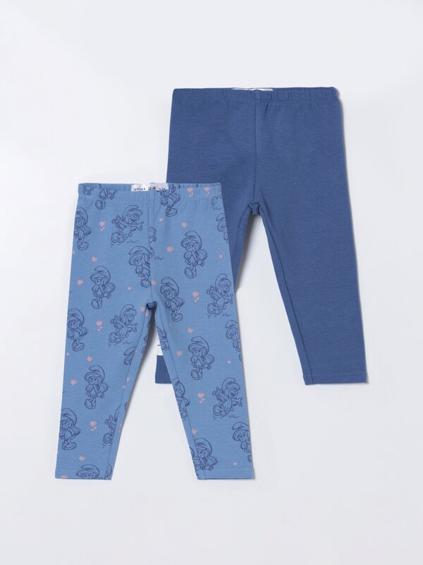 Pack of 2 pairs of velvet leggings with Smurfs IMPS