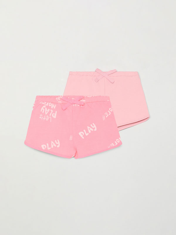 2-Pack of basic plain and printed shorts