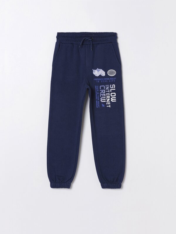 Printed plush trousers