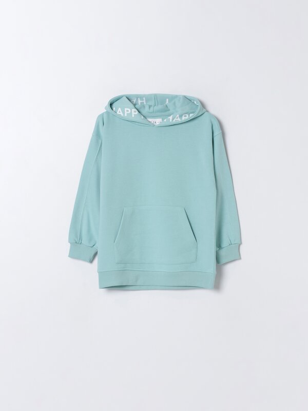 Sweatshirt desportiva com capuz estampado