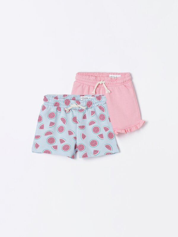 Pantalón curto de felpa con volantes