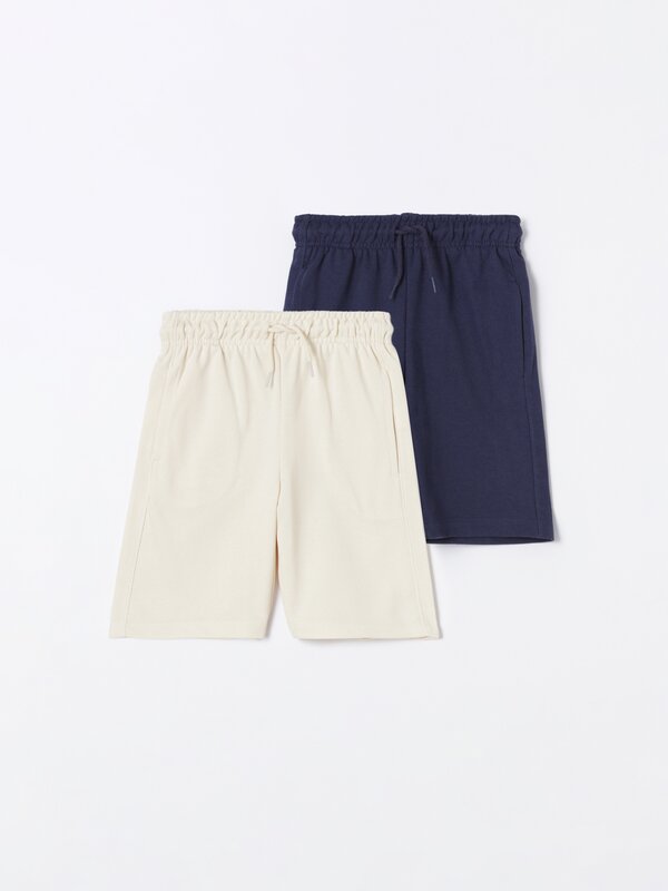 Pack of 2 pairs of basic fleece shorts