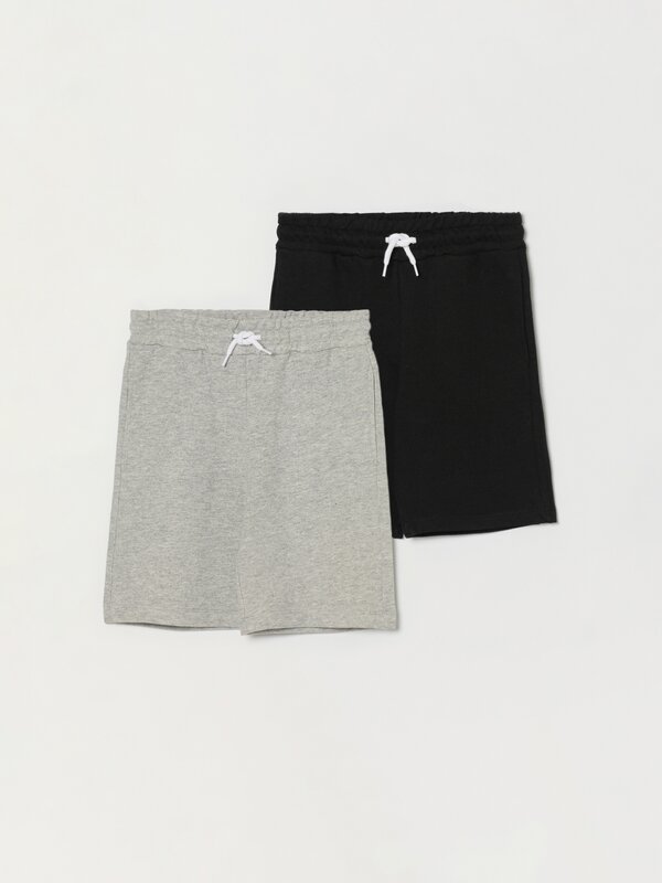 Pack of 2 pairs of basic fleece shorts