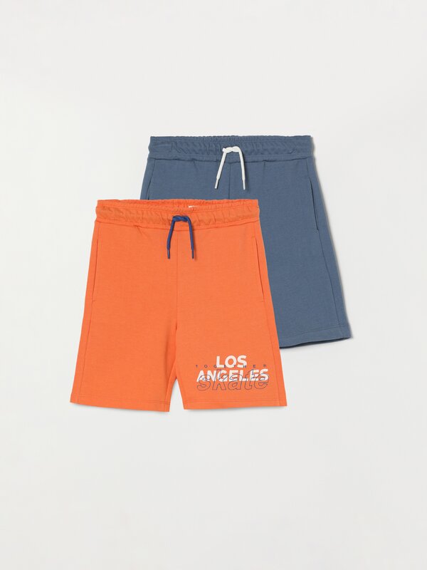 Pack of 2 pairs of contrast tracksuit Bermuda shorts
