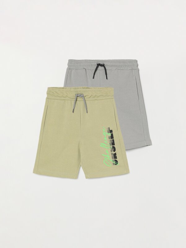 Pack of 2 pairs of contrast tracksuit Bermuda shorts