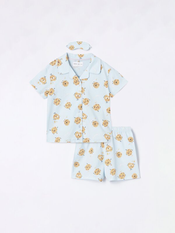3-piece pyjama and eye mask set