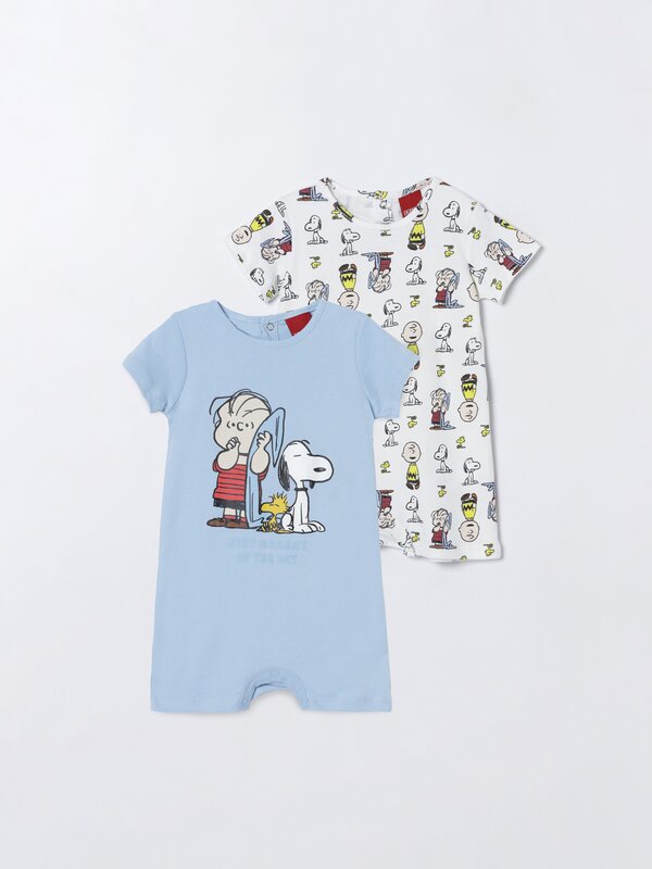 Pack of 2 Snoopy Peanuts™ print sleepsuits