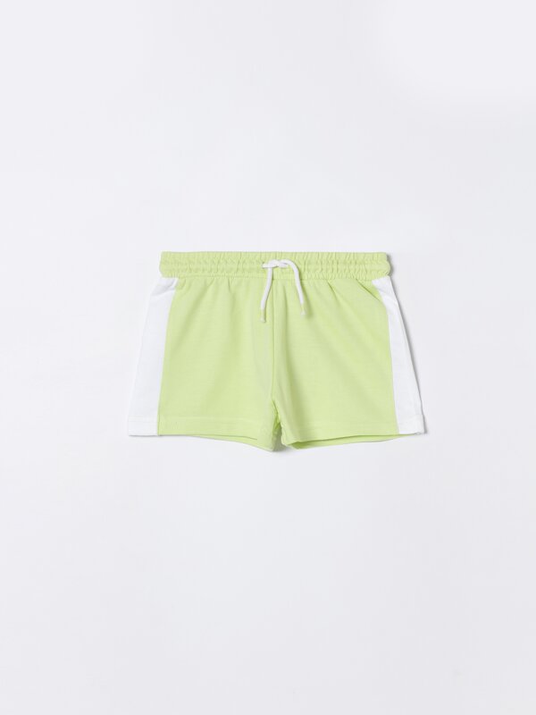 Plush shorts with side stripes