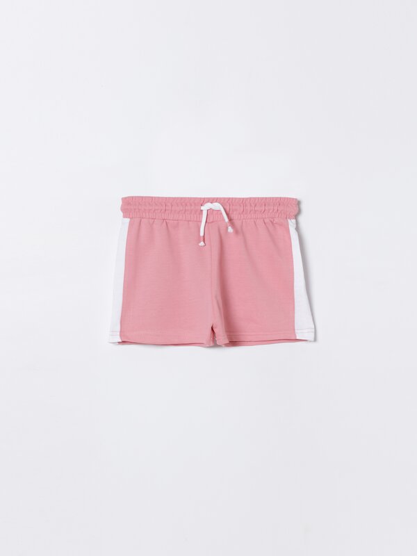 Plush shorts with side stripes