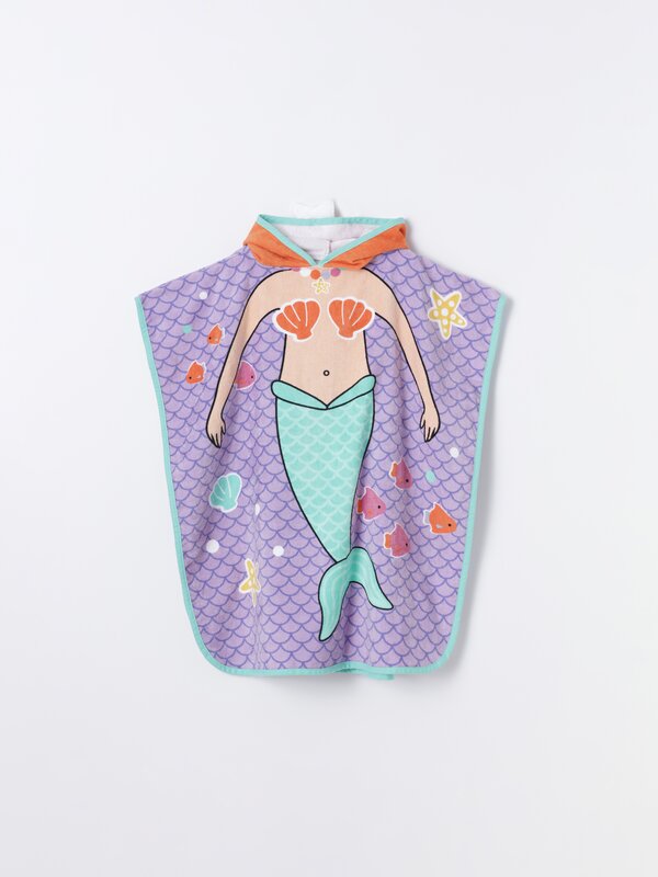 Poncho de toalha estampado sereia