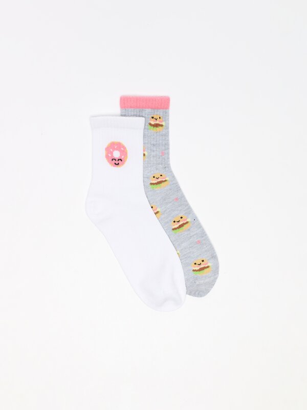 Pack of 2 pairs of food print socks