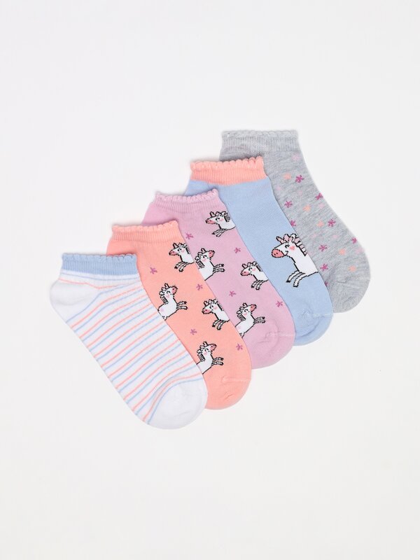 Pack de 5 pares de calcetíns estampados unicornios