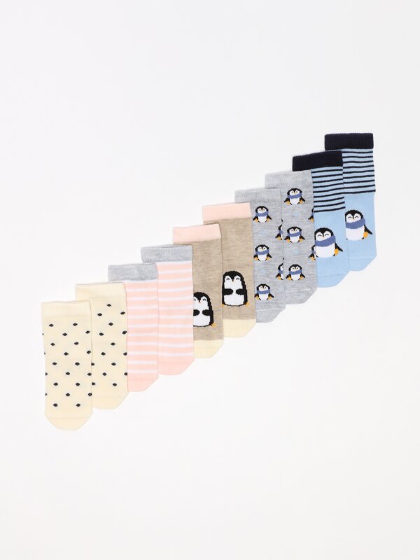 Pack de 5 pares de calcetíns pingüíns