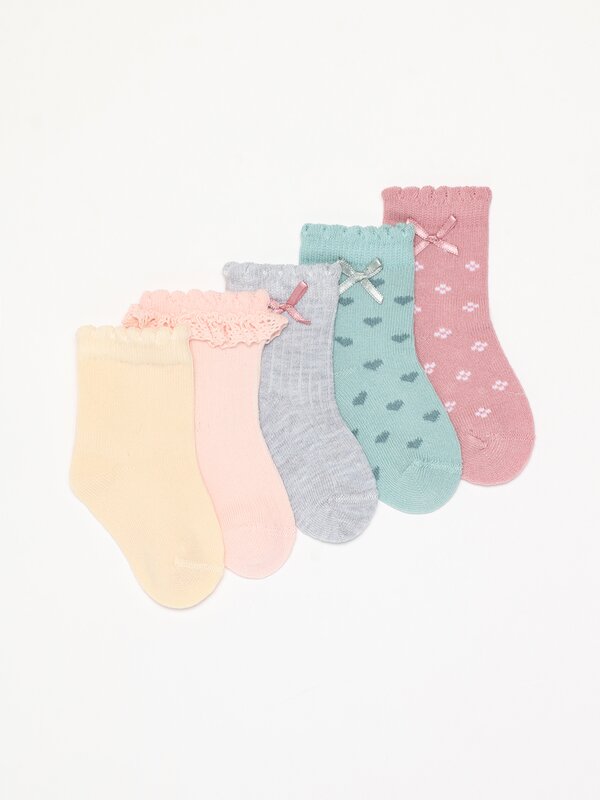 estante Rizado Acumulación Pack de 5 pares de calcetines largos con puntilla - NOVEDADES - Bebé Niña |  0 - 4 años - Niños - | Lefties Mexico