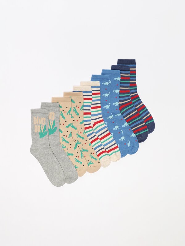 Pack de 5 pares de calcetines largos estampados