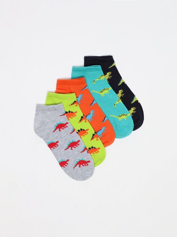 Pack of 5 pairs of dinosaur print socks